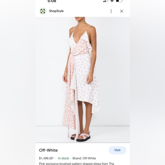 Off-white pink and white silk dress - Picture 5 of 5